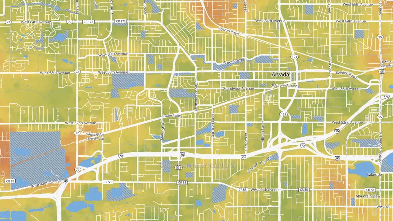 Bike Grade map of Arvada Plaza Area, Arvada, CO