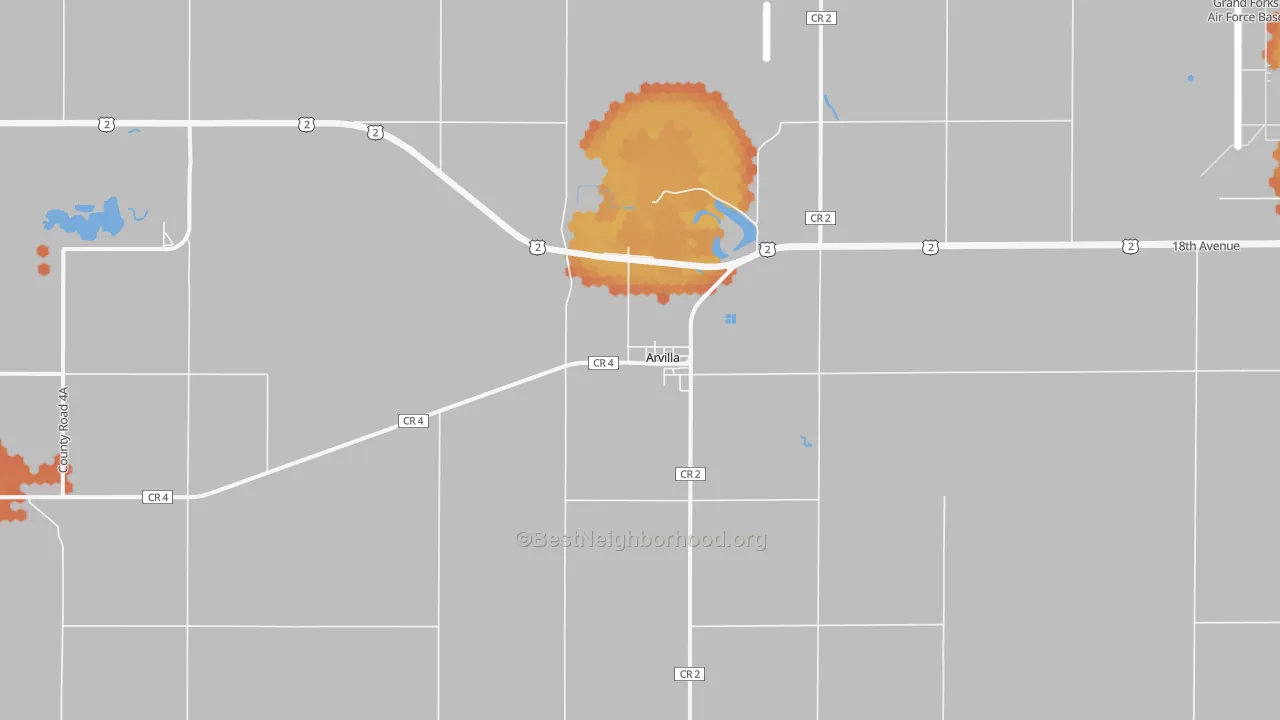 Bike Grade map of Arvilla, ND