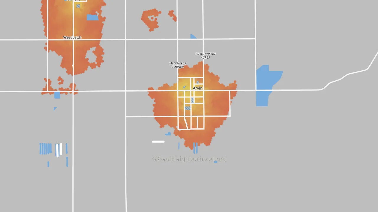 Bike Grade map of Arvin, CA