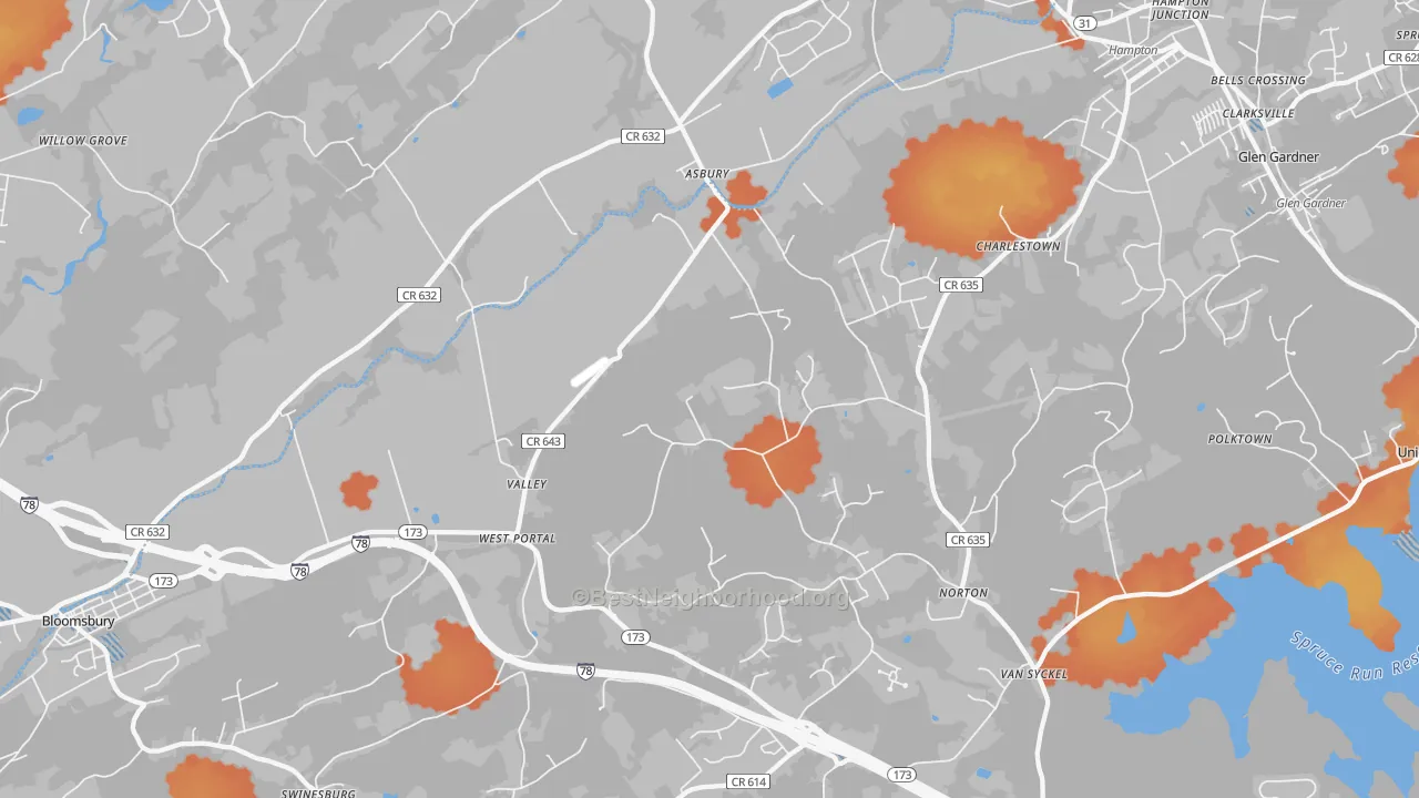 Bike Grade map of Asbury, NJ