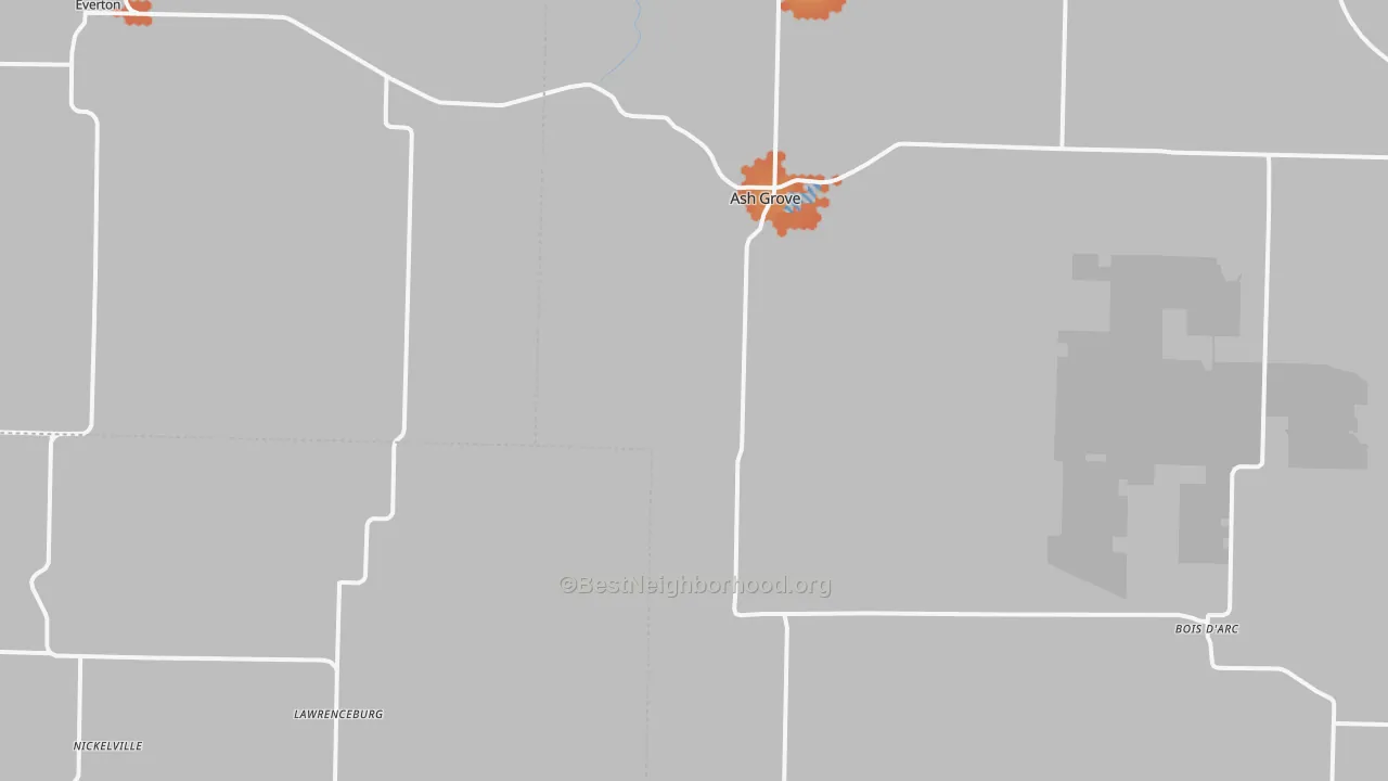 Bike Grade map of Ash Grove, MO