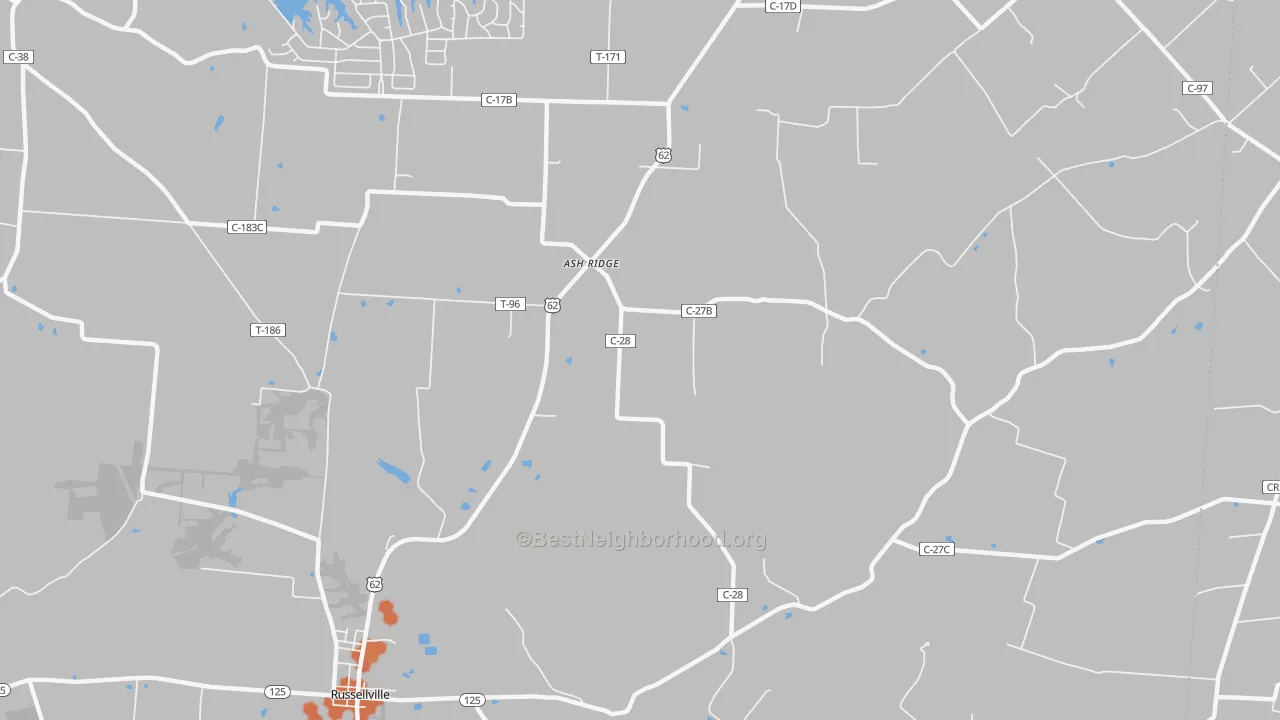 Bike Grade map of Ash Ridge, OH