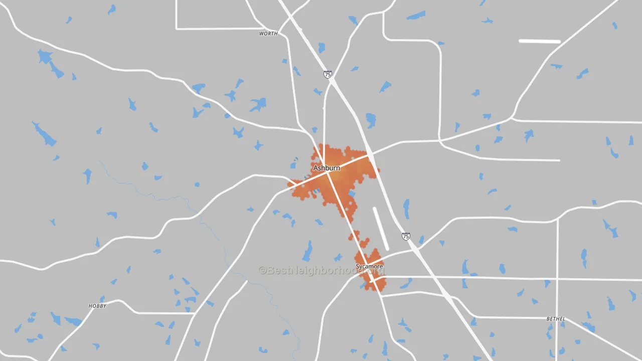 Bike Grade map of Ashburn, GA