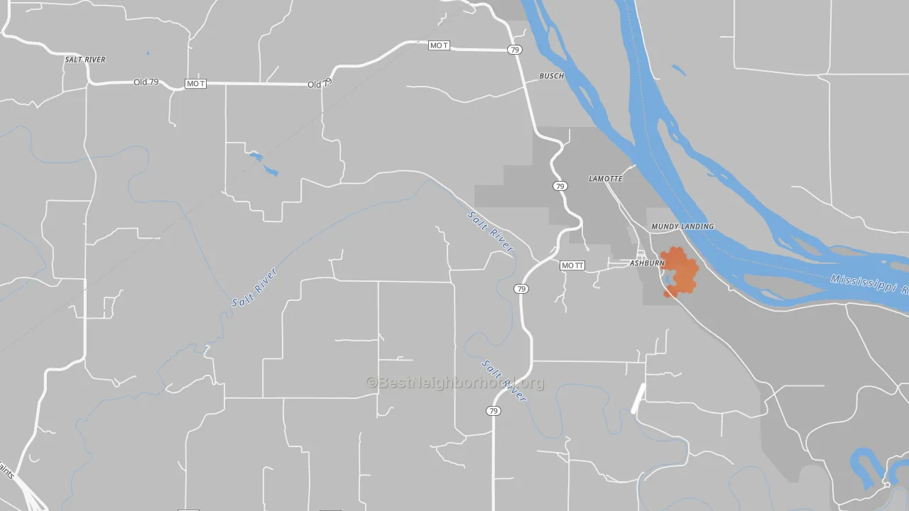 Bike Grade map of Ashburn, MO
