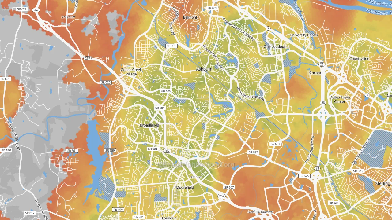 Bike Grade map of Ashburn, VA