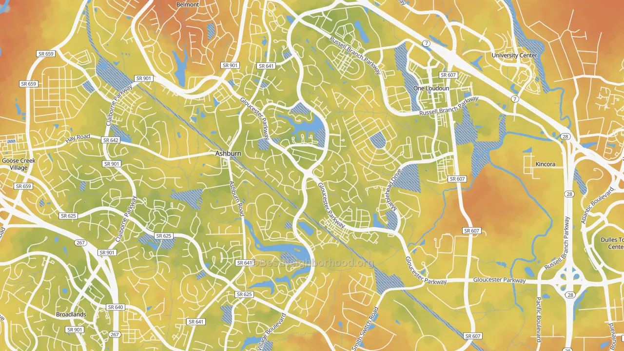 Bike Grade map of Ashburn Village, Ashburn, VA