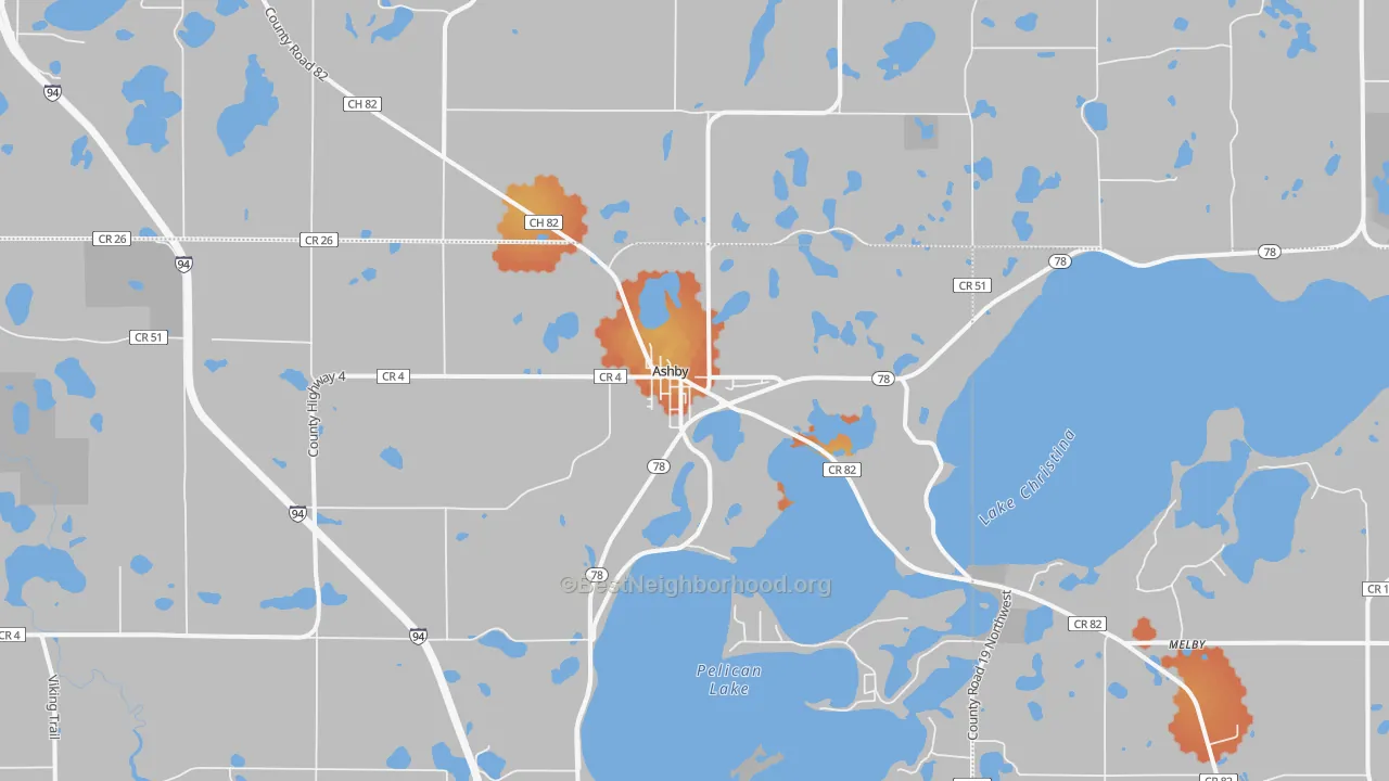 Bike Grade map of Ashby, MN