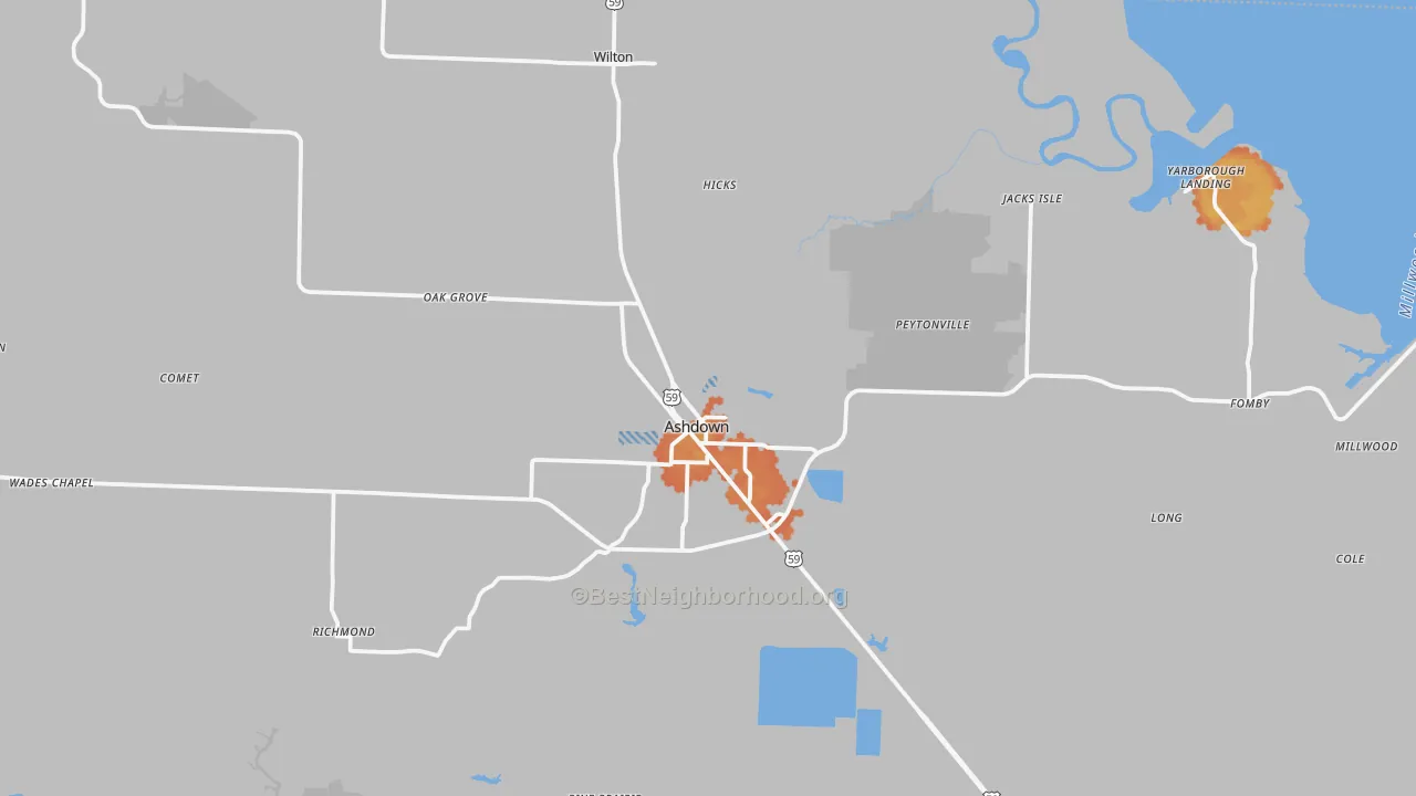Bike Grade map of Ashdown, AR