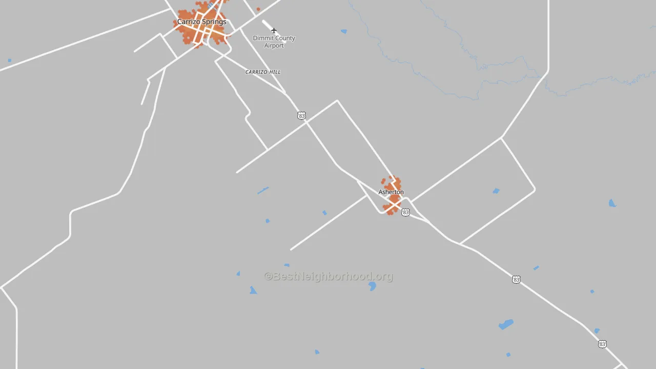 Bike Grade map of Asherton, TX