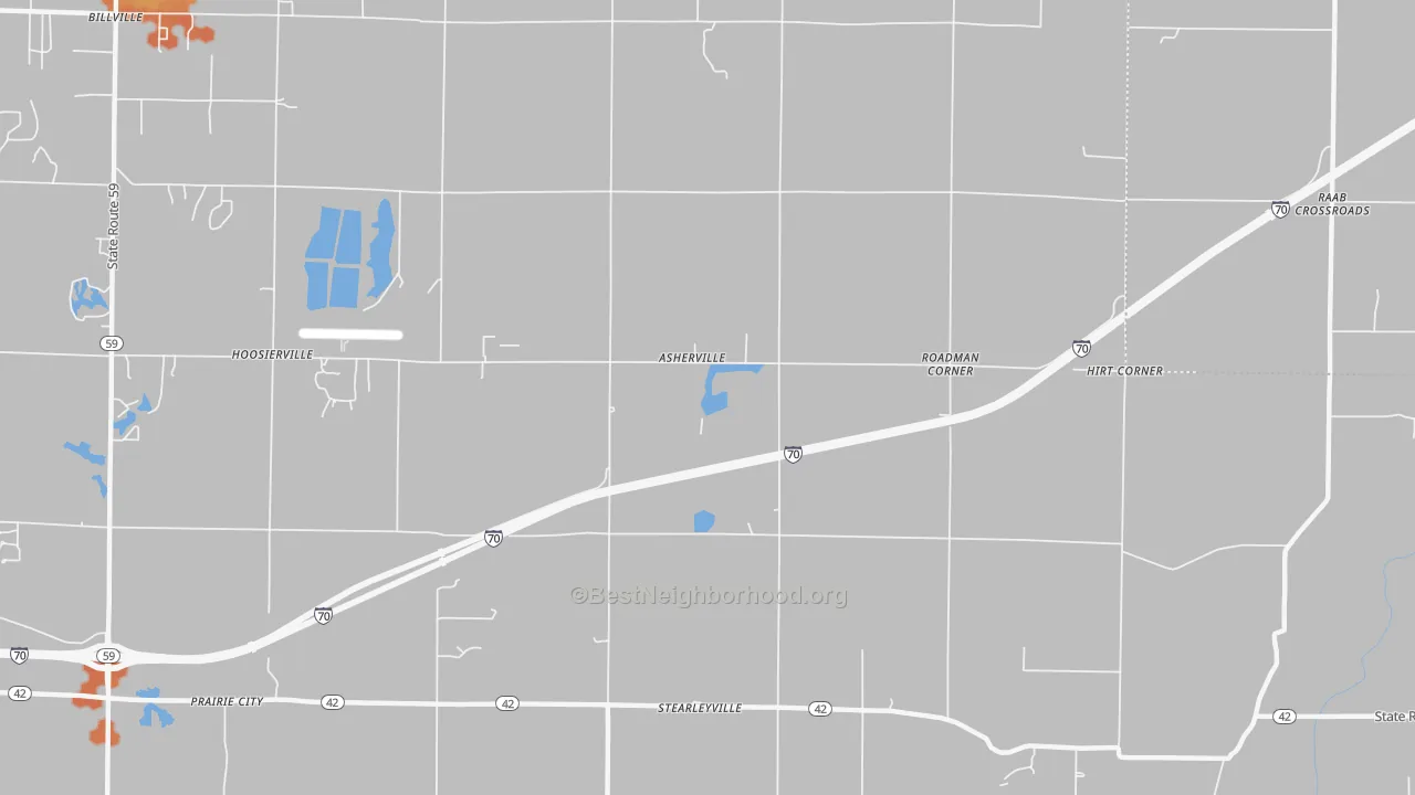Bike Grade map of Asherville, IN