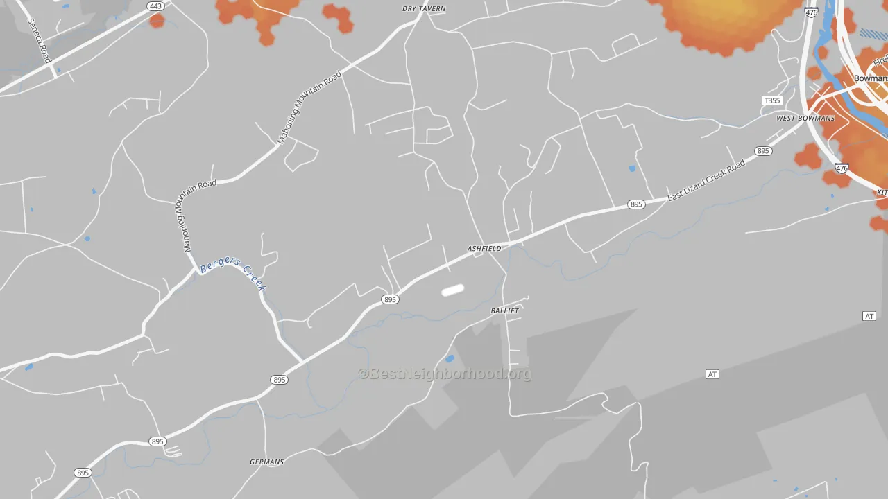 Bike Grade map of Ashfield, PA