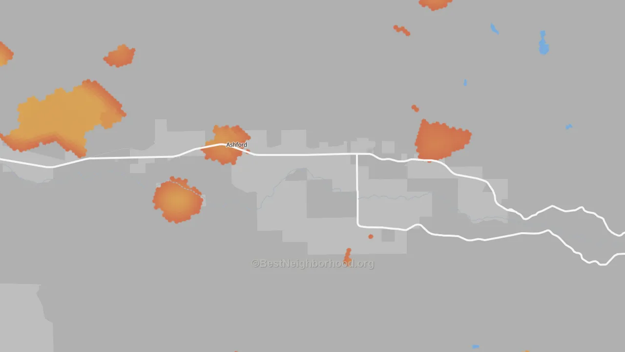 Bike Grade map of Ashford, WA
