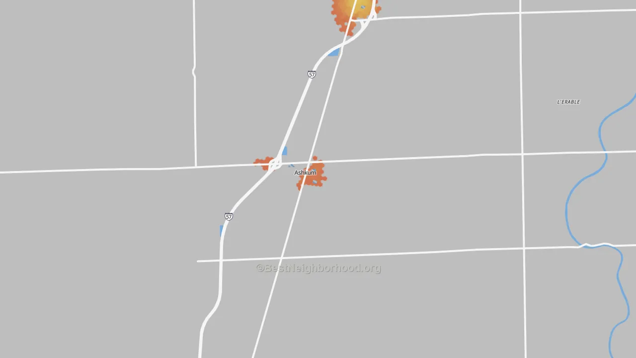 Bike Grade map of Ashkum, IL