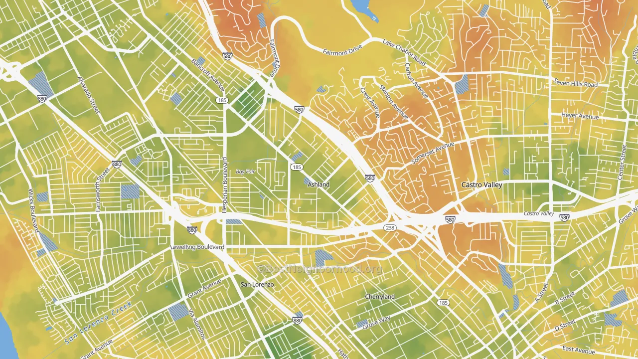 Bike Grade map of Ashland, CA