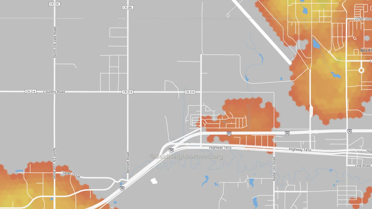 Bike Grade map of Ashland Heights, SD