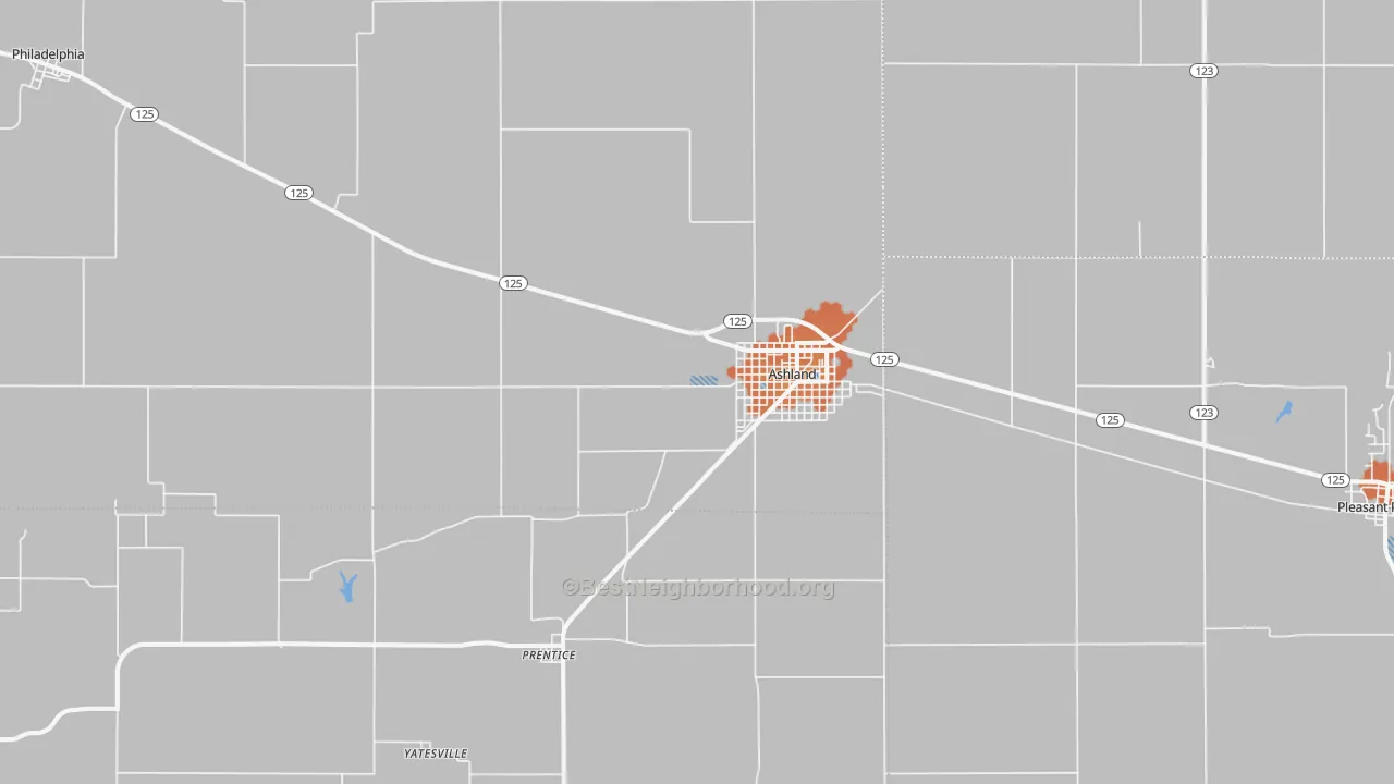 Bike Grade map of Ashland, IL