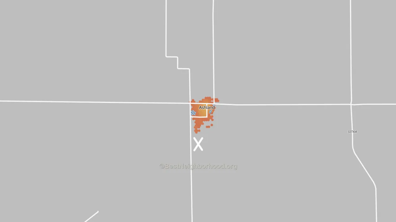 Bike Grade map of Ashland, KS