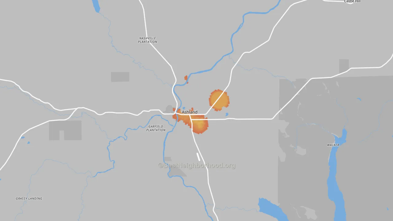 Bike Grade map of Ashland, ME