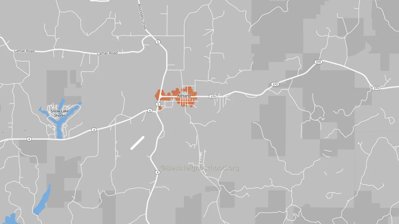 Bike Grade map of Ashland, MS