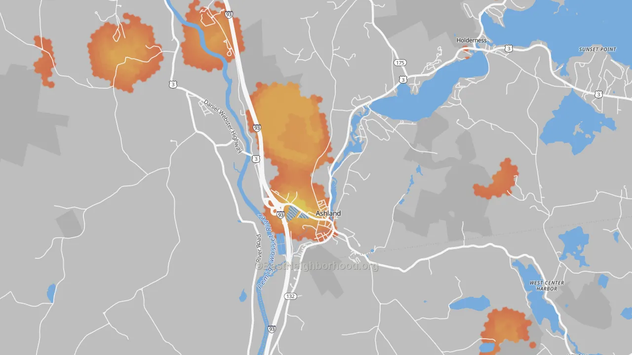 Bike Grade map of Ashland, NH