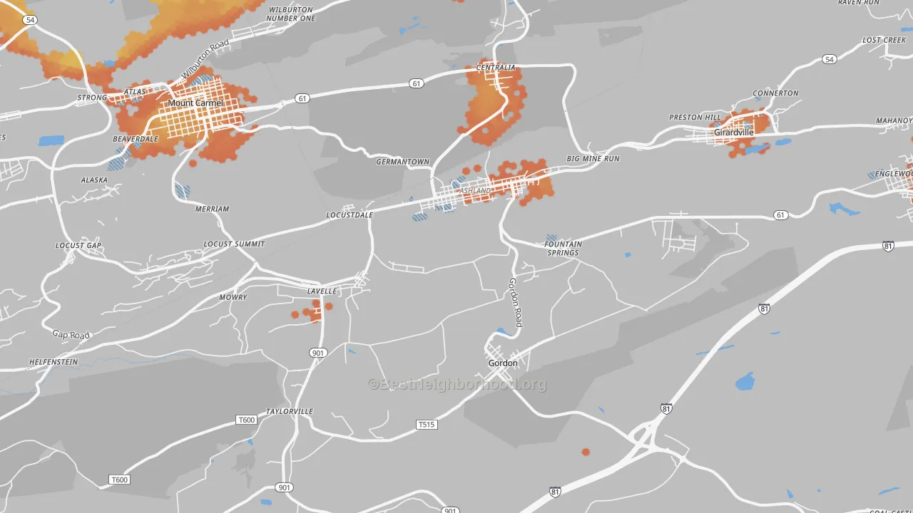 Bike Grade map of Ashland, PA