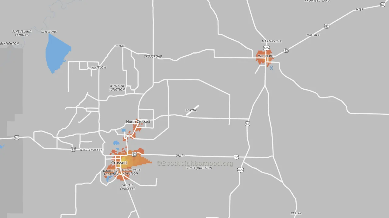 Bike Grade map of Ashley County, AR
