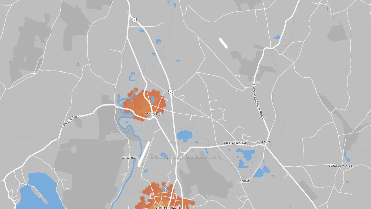 Bike Grade map of Ashley Falls, MA