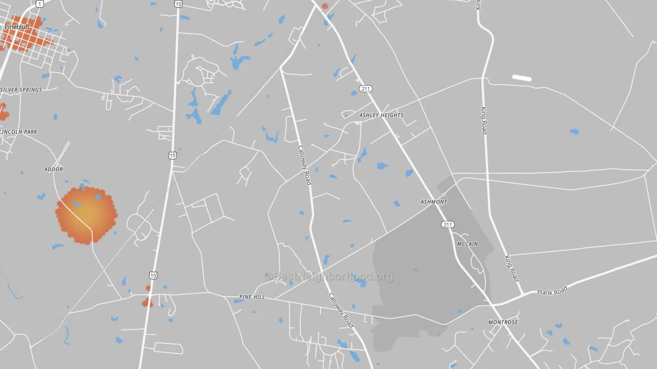 Bike Grade map of Ashley Heights, NC