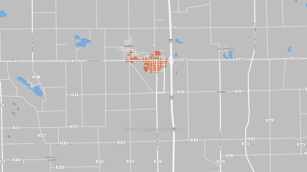 Bike Grade map of Ashley, IN