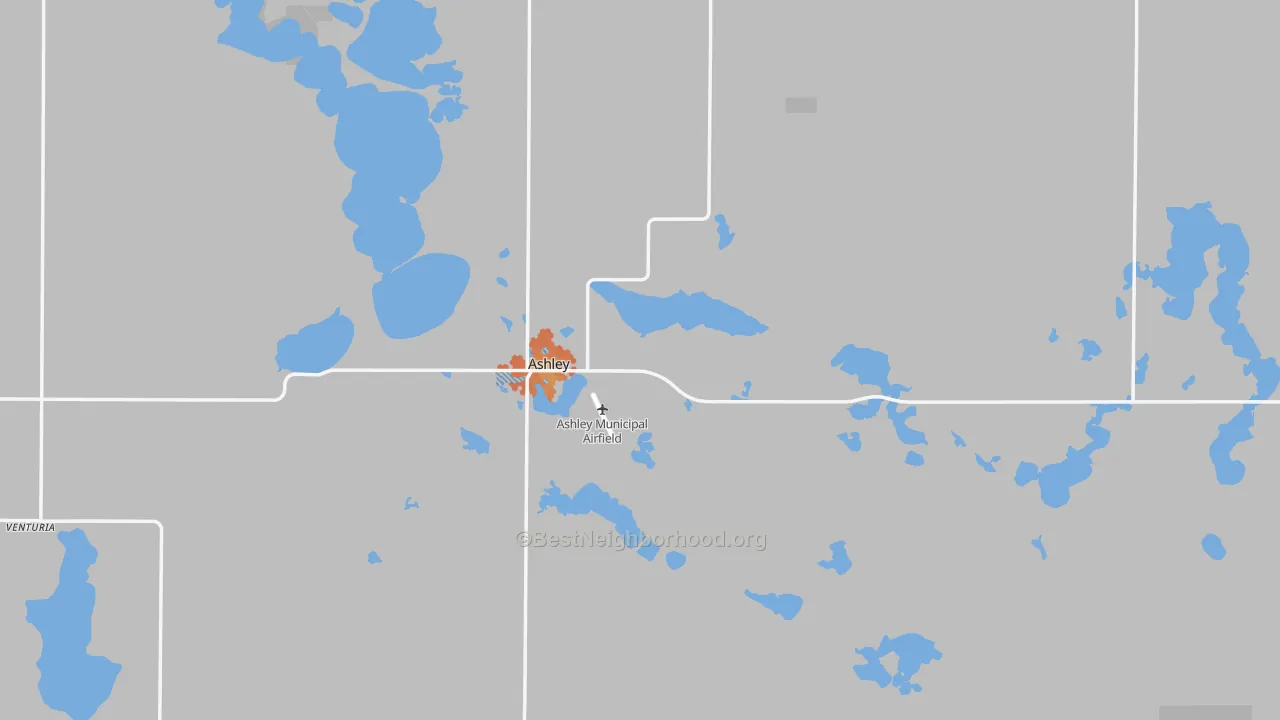 Bike Grade map of Ashley, ND