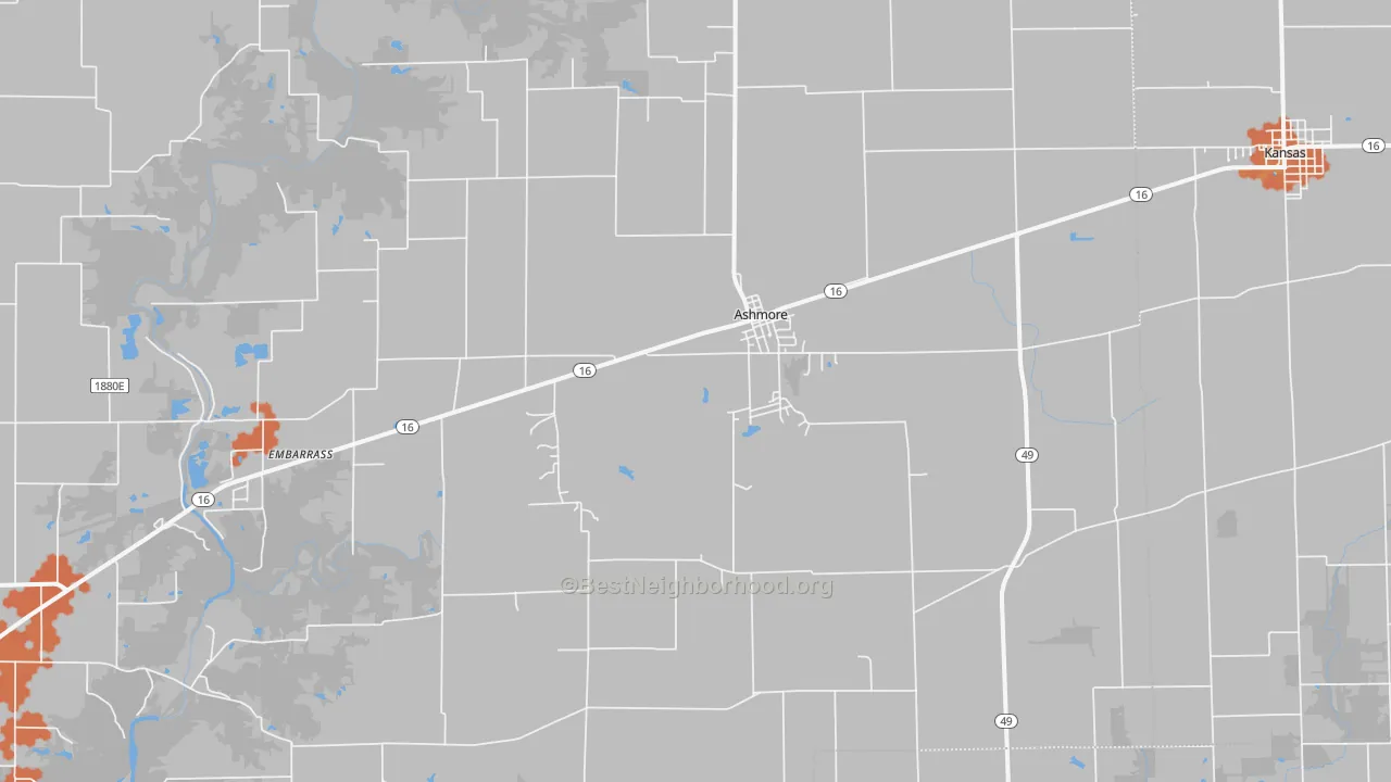 Bike Grade map of Ashmore, IL