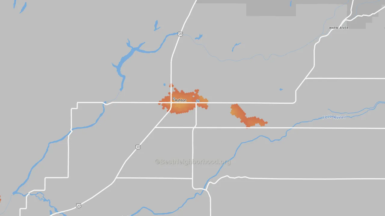 Bike Grade map of Ashton, ID