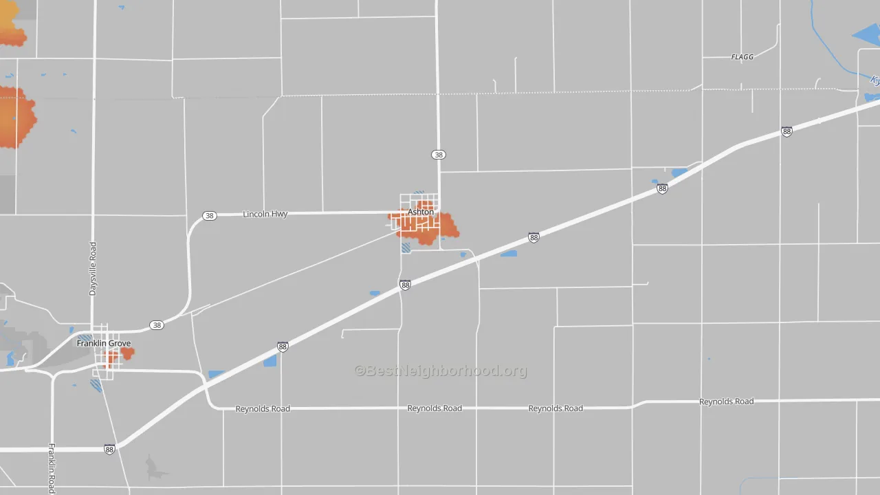 Bike Grade map of Ashton, IL