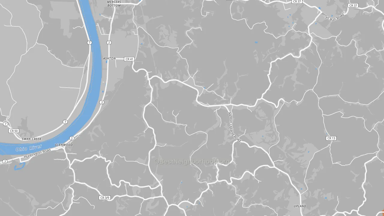 Bike Grade map of Ashton, WV