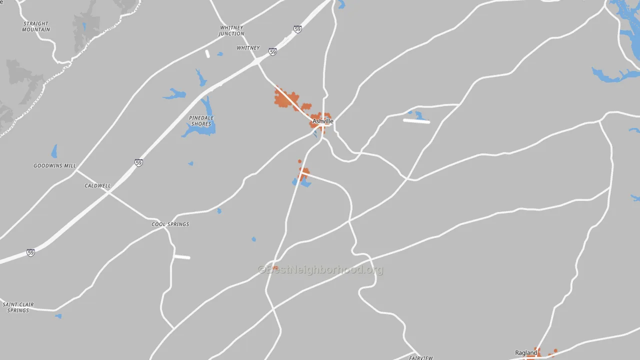 Bike Grade map of Ashville, AL