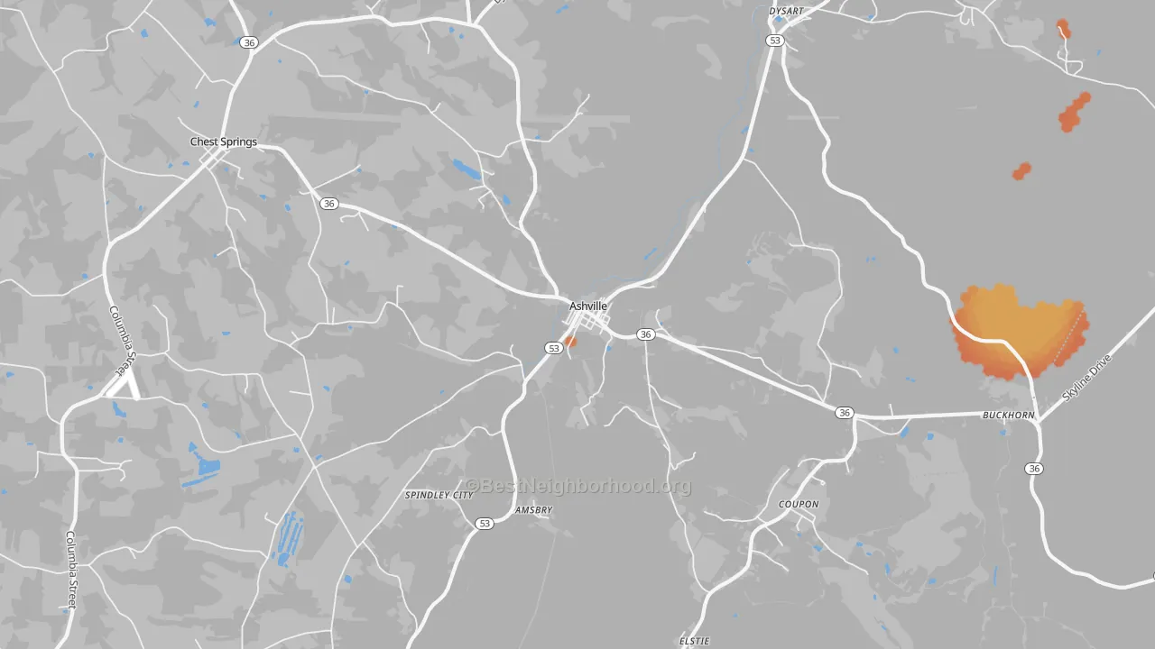 Bike Grade map of Ashville, PA