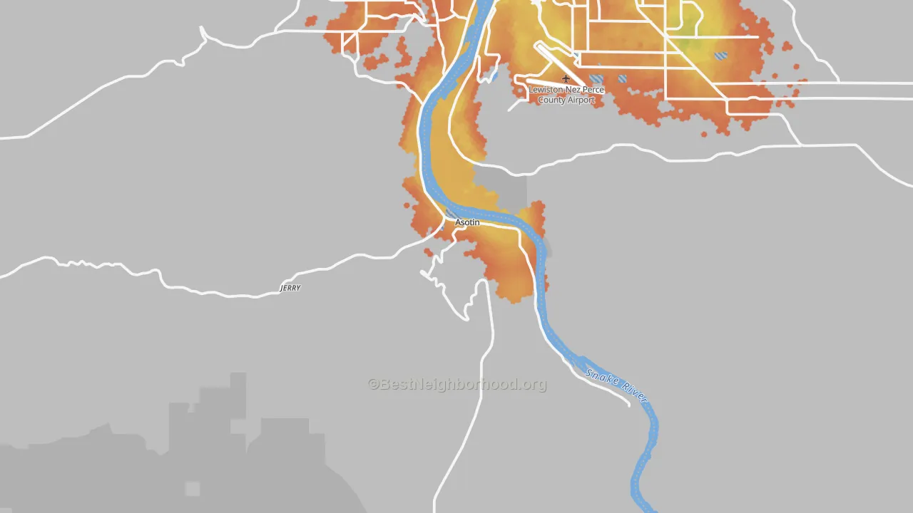 Bike Grade map of Asotin, WA
