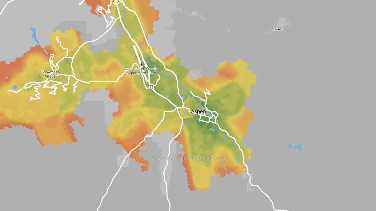 Bike Grade map of Aspen, CO