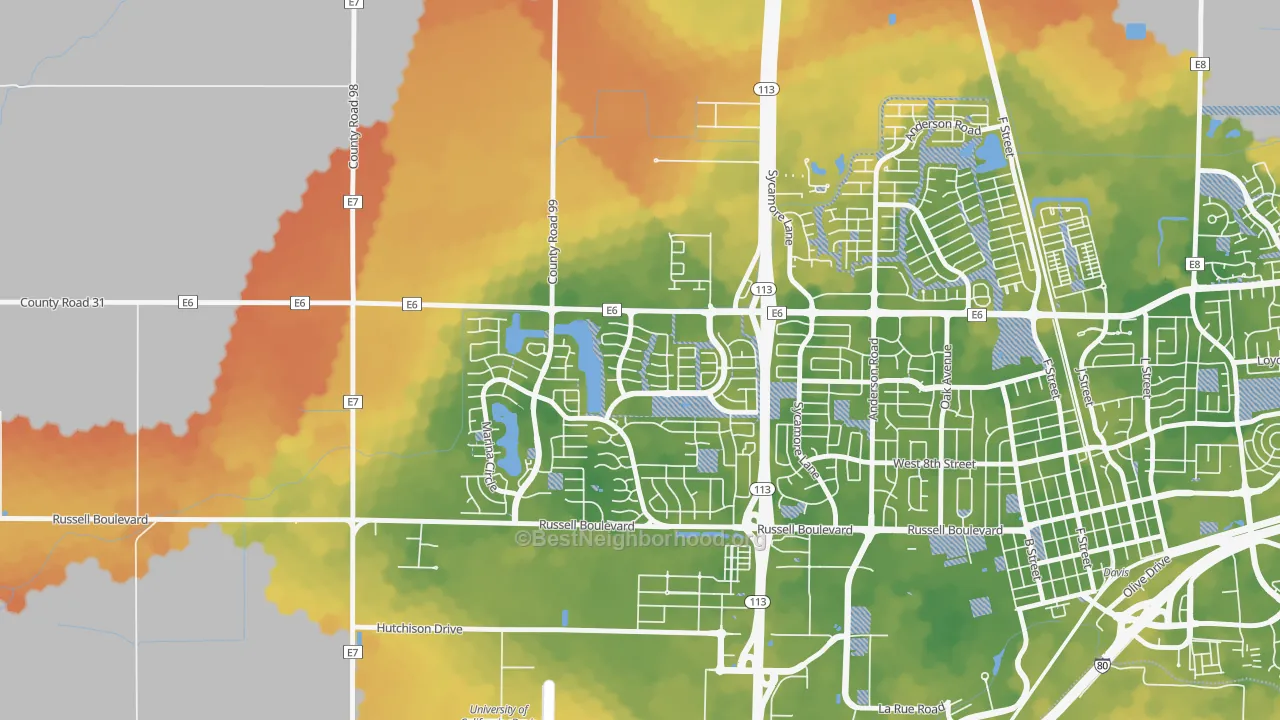 Bike Grade map of Aspen, Davis, CA