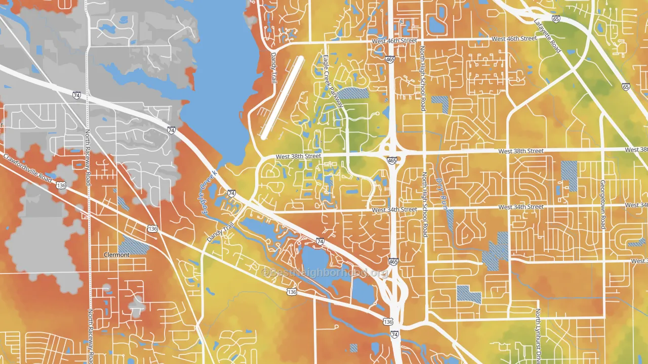 Bike Grade map of Aspen Ridge, Indianapolis, IN