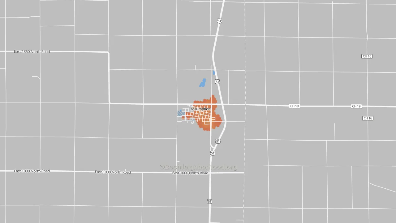 Bike Grade map of Assumption, IL
