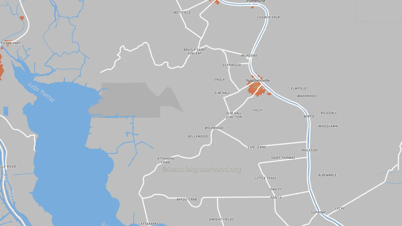 Bike Grade map of Assumption Parish, LA