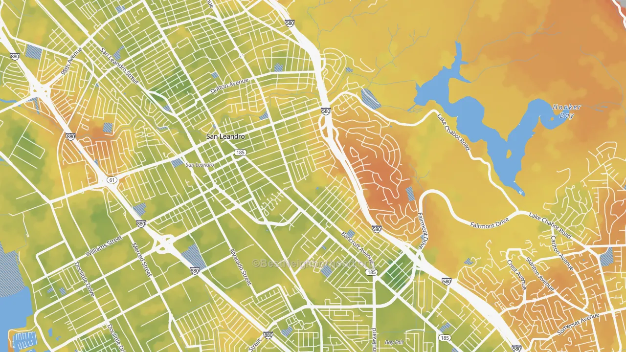 Bike Grade map of Assumption Parish, San Leandro, CA