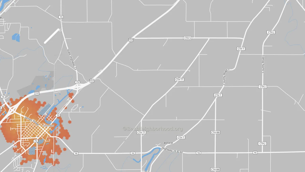 Bike Grade map of Astico, WI