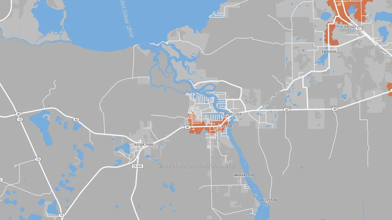 Bike Grade map of Astor, FL