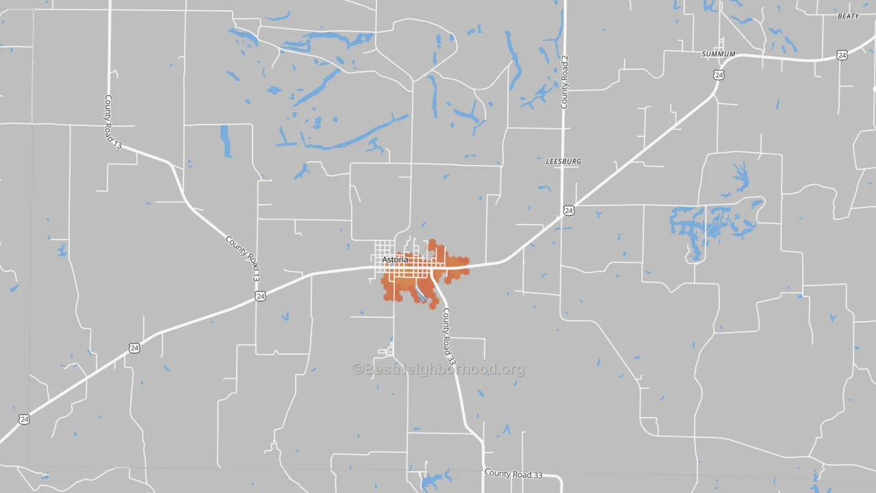 Bike Grade map of Astoria, IL