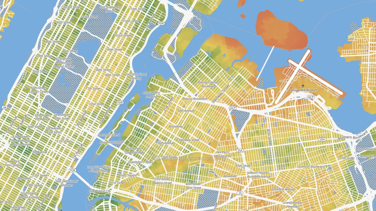 Bike Grade map of Astoria, Queens, NY