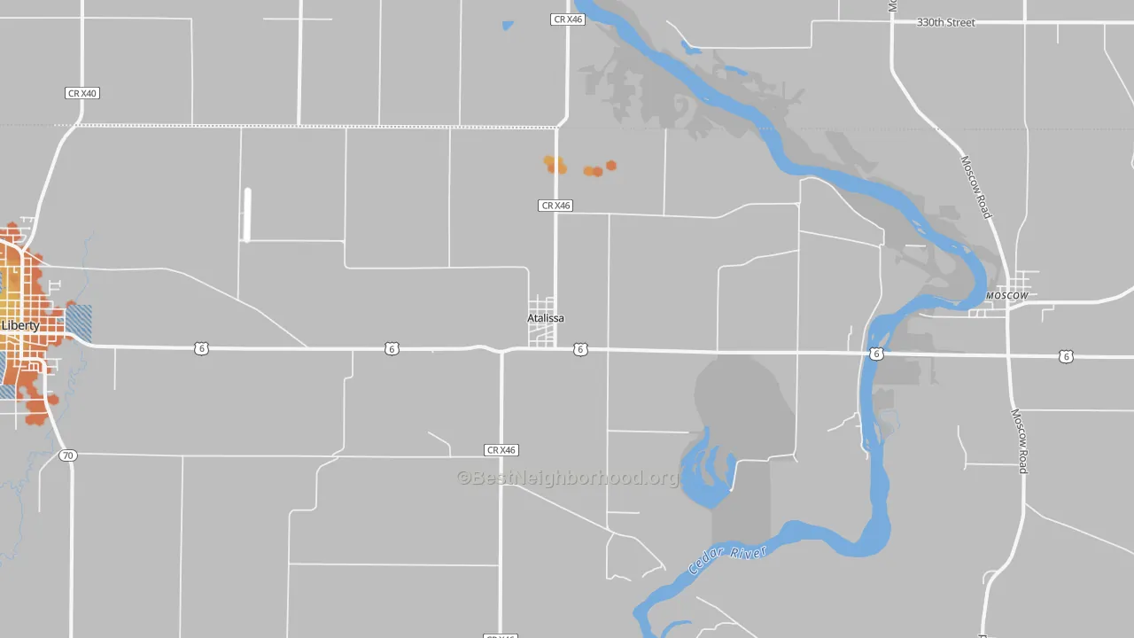 Bike Grade map of Atalissa, IA
