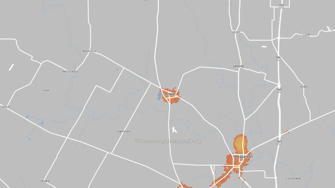 Bike Grade map of Atascosa County, TX