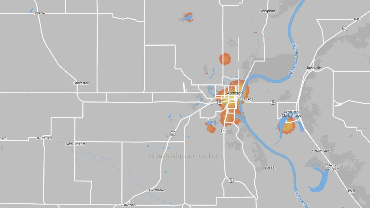 Bike Grade map of Atchison County, KS